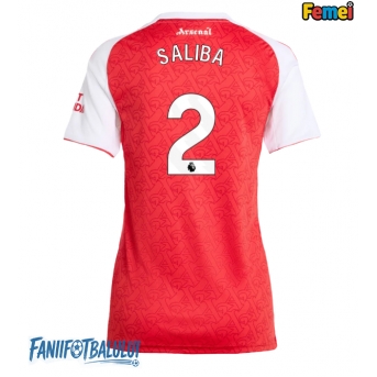 Arsenal William Saliba #2 Tricou Fotbal Replică 2025-26 Femei Acasa